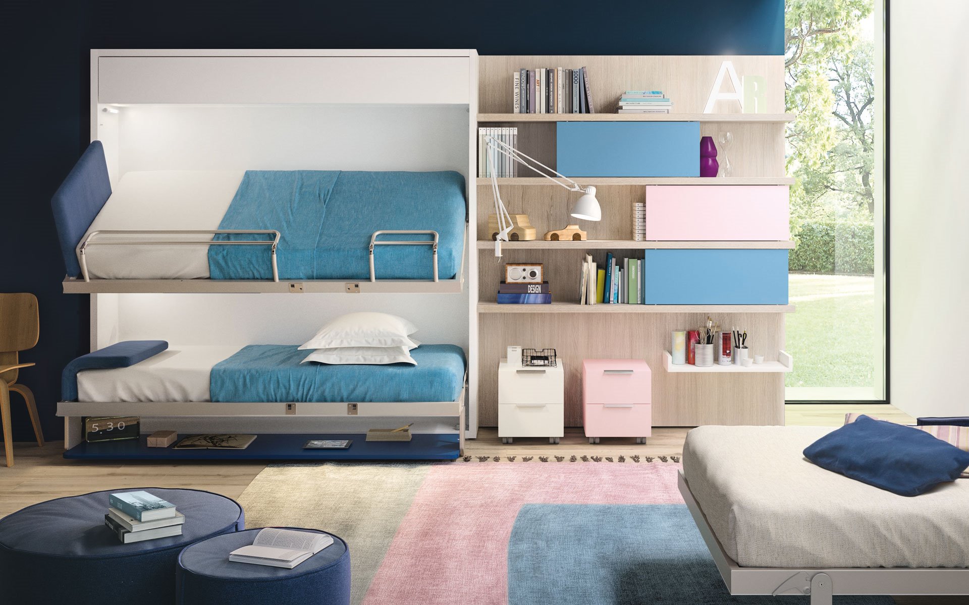 Opklapstapelbed Kali bureau BedHabits 1